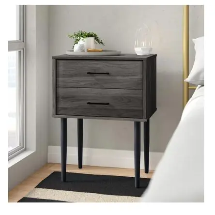 Mesa de Noche Velador Pascal TU MESITA Melamina 18mm Gris Oscuro 2 cajones Spedizione Gratuita